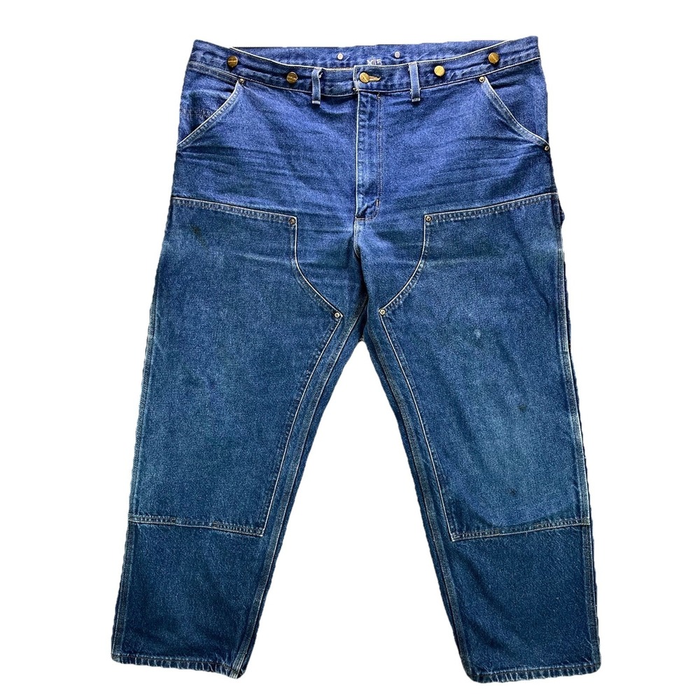 Vintage Carhartt Double Knee Jeans Mens 42x30 Blue Carpenter Grunge Made in USA